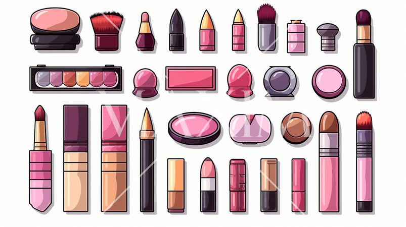 色とりどりの化粧品のイラスト：プリファレンスシート