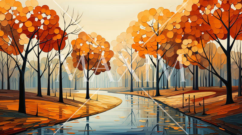 秋の公園：キュービズムな表現