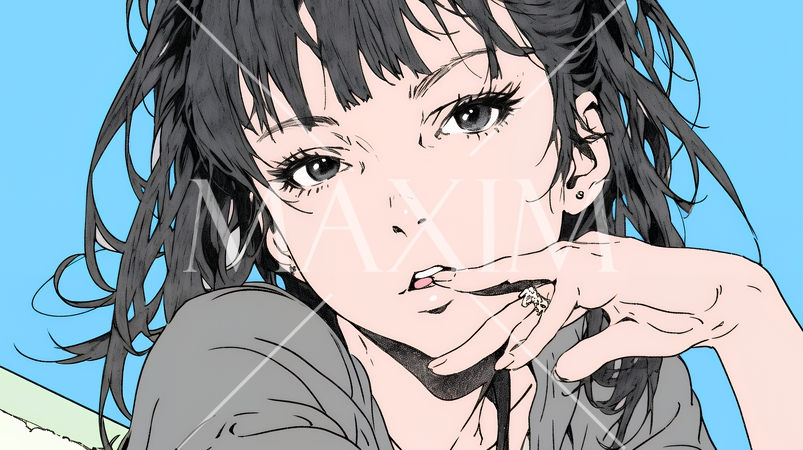 イライラした表情で口をとがらせて舌打ちをしている若い女性