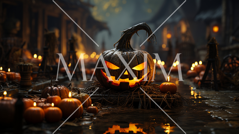 ハッピー・ハロウィンの絵：ちょっと怖いムードの精緻CG