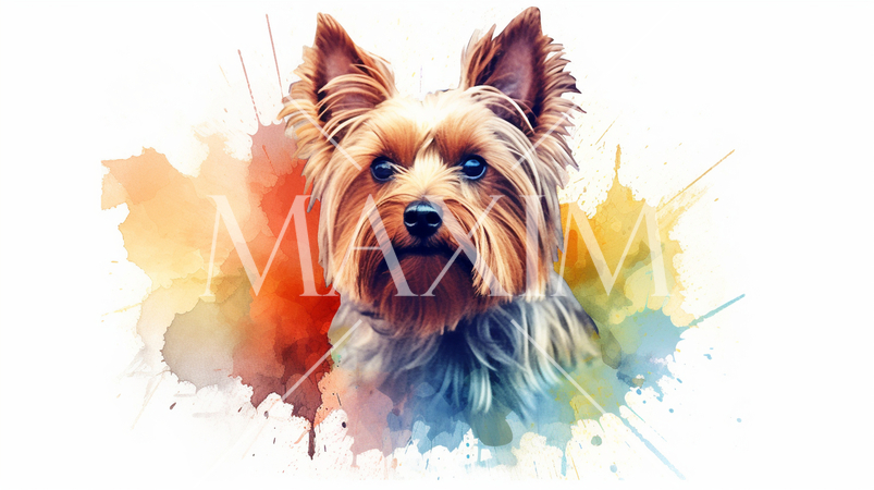 ヨークシャーテリアの水彩画