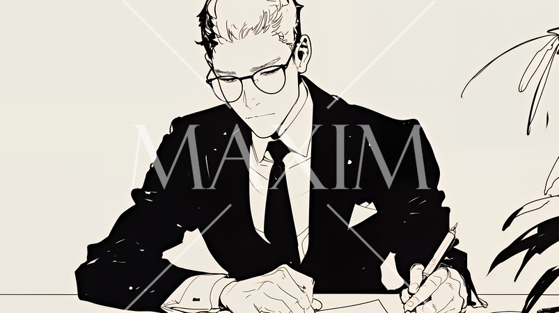 契約書にサインをしているビジネスパーソン（シンプルな色使い）