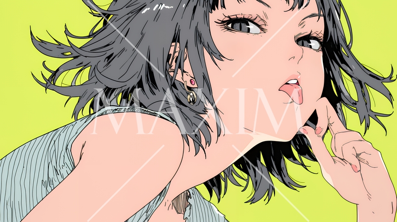 悪意や挑発の意味のある舌出しをしている若い女性