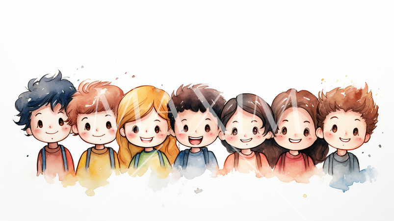 ニコニコ顔で一緒に遊んでいる子供たち