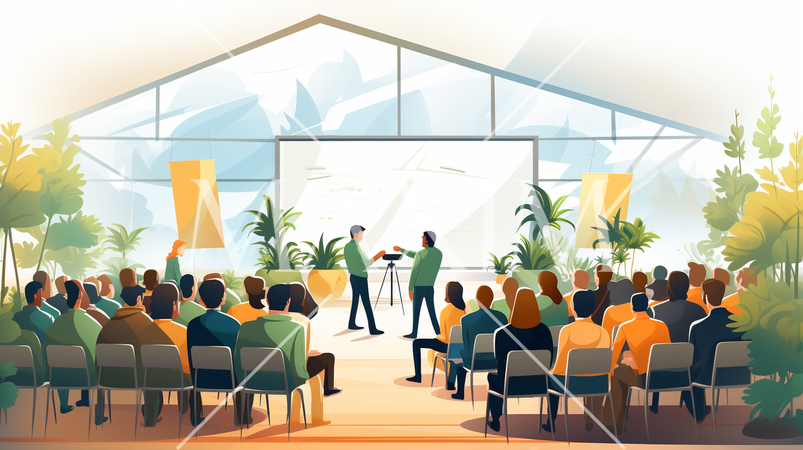 カンファレンスとイベント：業界カンファレンス、セミナー、トレードショー、展示会。