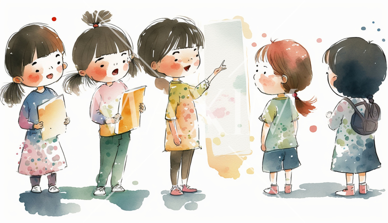 仲良くおしゃべりをしている子供達