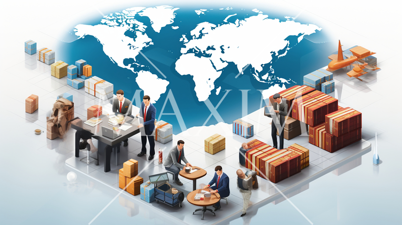 貿易と国際ビジネス：国際的なビジネス取引、輸出入。