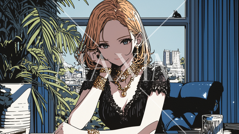 オフィスで思案中のやり手の女性経営者