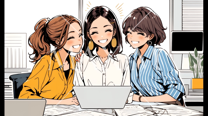 企業内グループミーティングをしている女性たち