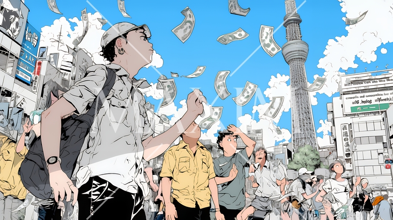 東京に空からお金が降ってきた