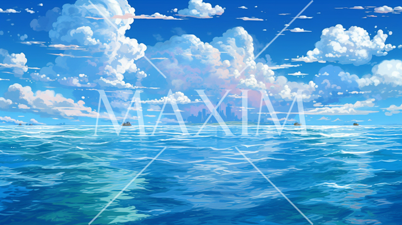 夏の海と空のイラスト