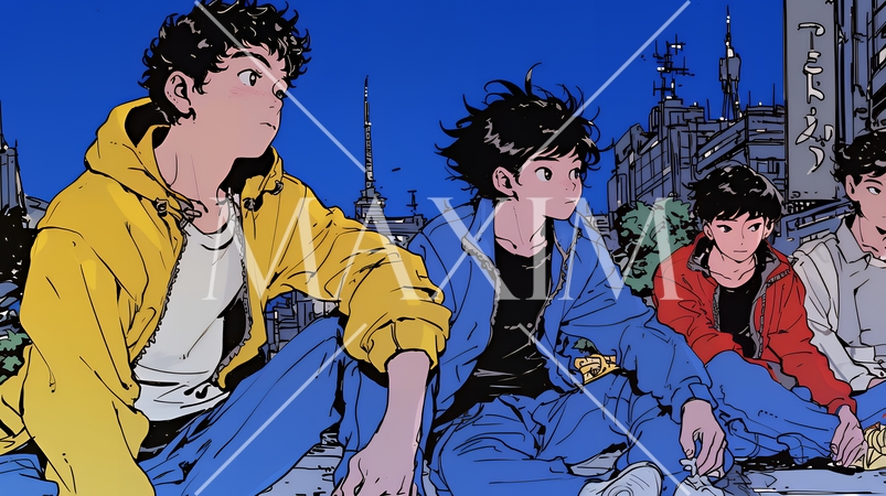 夜の街でたむろっているティーンエージャーたち