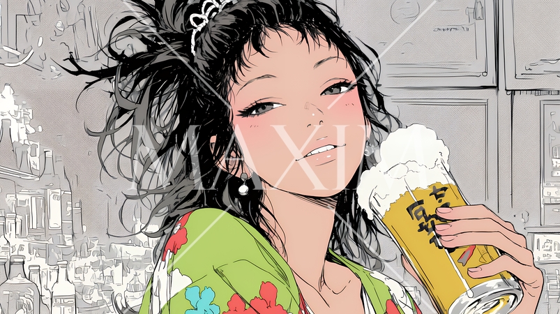 ビールを飲んでいる女性