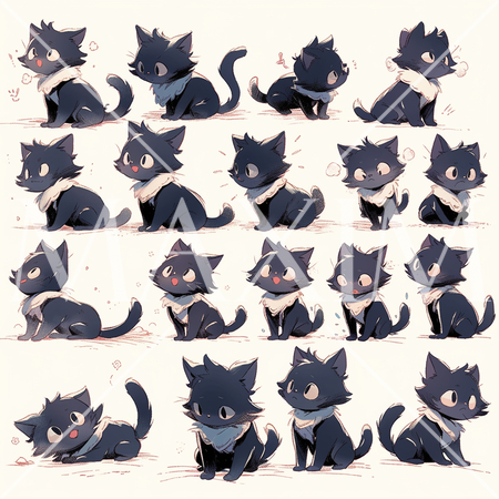 色々な猫のイラストのプリファレンスシート