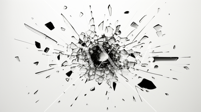 弾痕：ガラスに命中した銃弾の跡