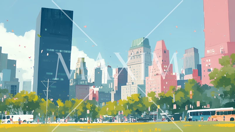 大都市のビル街（ポップでキュートな表現）