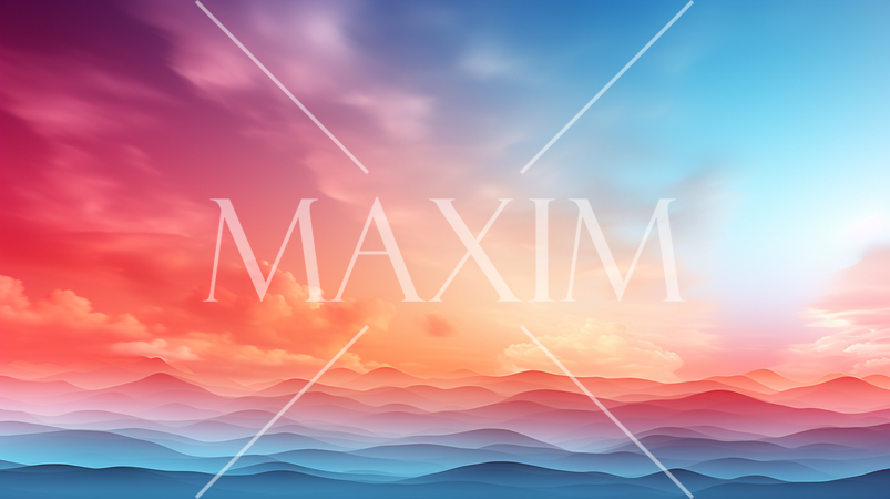 波と空をイメージした幻想的な背景画、カラフルなグラデーション表現：精緻CG