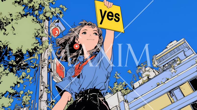 笑顔でYesサインを出している女性