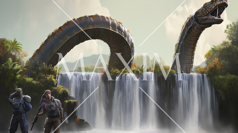 非常に大きな大蛇が現れた