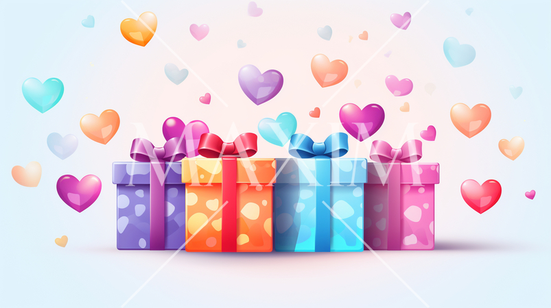 ハートがいっぱいのギフトボックス