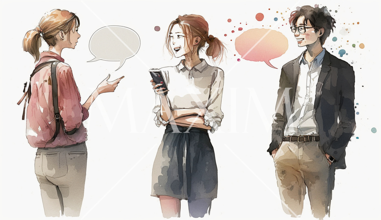 若者達の井戸端会議：談笑している様子