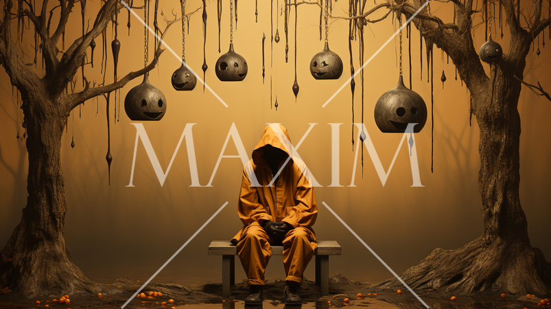 ハロウィンの基本的要素を捉えたミニマルアート（minimalism）な表現：精緻CG