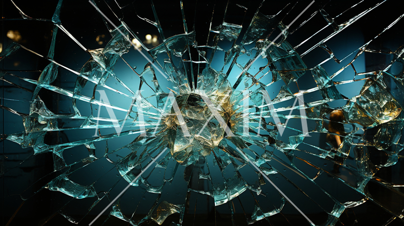ガラスにできた弾痕：精緻CG