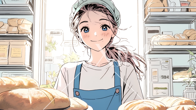 若い女性のパン屋さん