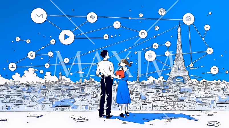 DX・AI・クラウドで進むデジタルトランスフォーメーション｜データネットワークのビジネスコンセプト