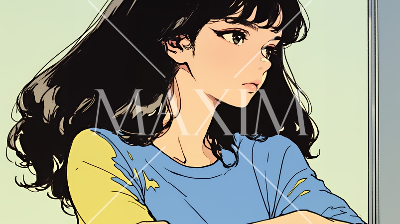 考え事をしている若い女性