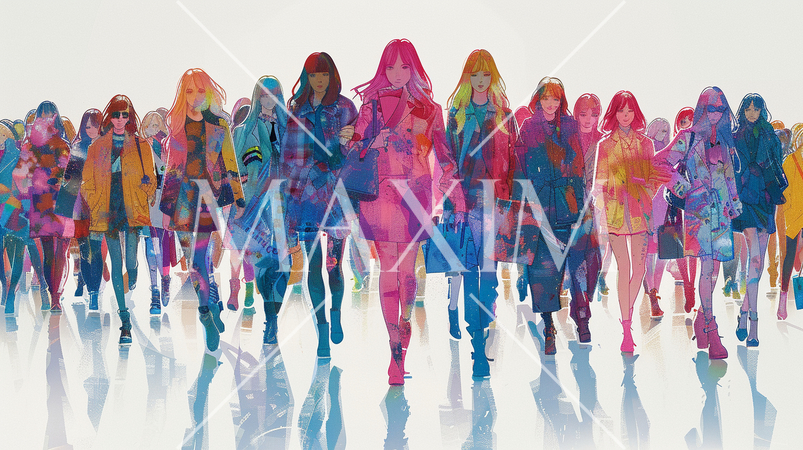 女性の社会進出：颯爽と歩く若い女性たちの姿で表現：NHK朝ドラ「虎に翼」の意味も交える