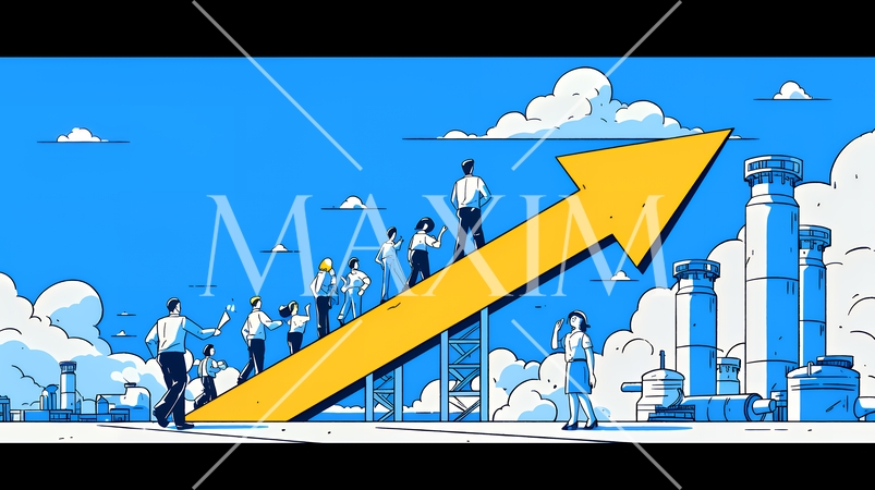 上昇グラフで会社の成長を表すビジネスチーム｜企業発展と成功のビジネスコンセプト
