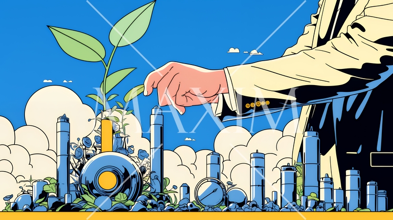 ESG経営とサステナビリティのビジネスコンセプト｜環境・社会・ガバナンスを表す企業向けイラスト