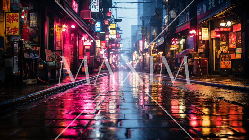 ブレードランナーに登場しそうなサイバーパンクな都市風景