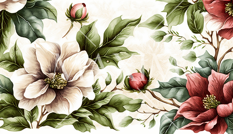 クリスマスローズの花の水彩画