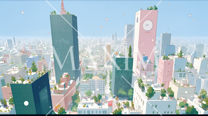 大都市のビル街（ポップでキュートな表現）