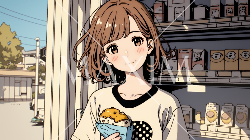 コンビニで新作スイーツを物色中の若い女性