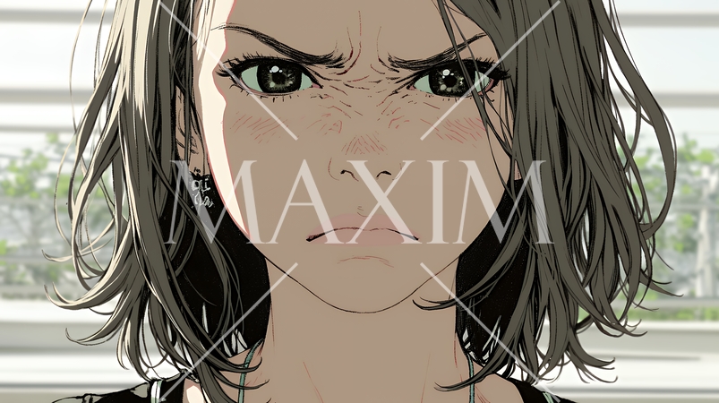 嫌悪の表情を浮かべている若い女性