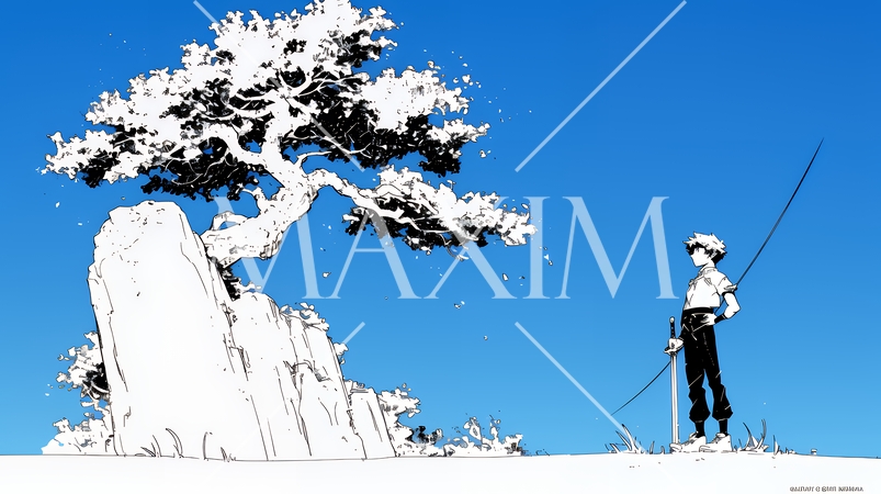 悟りの瞬間：人智では越えられない自然の摂理を知った瞬間（シンプルな色使い）