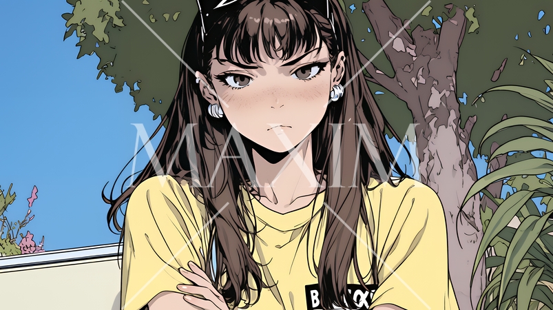 口と顔を歪めて嫌な感情を表している若い女性