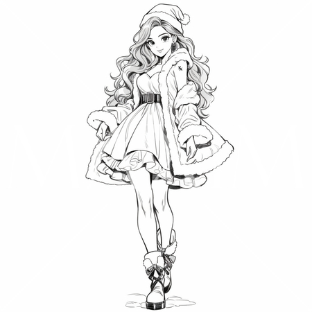 サンタクロースのコスプレをしている若い女性