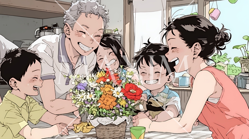 幸せ家族の母の日