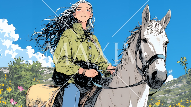 乗馬をしている若い女性