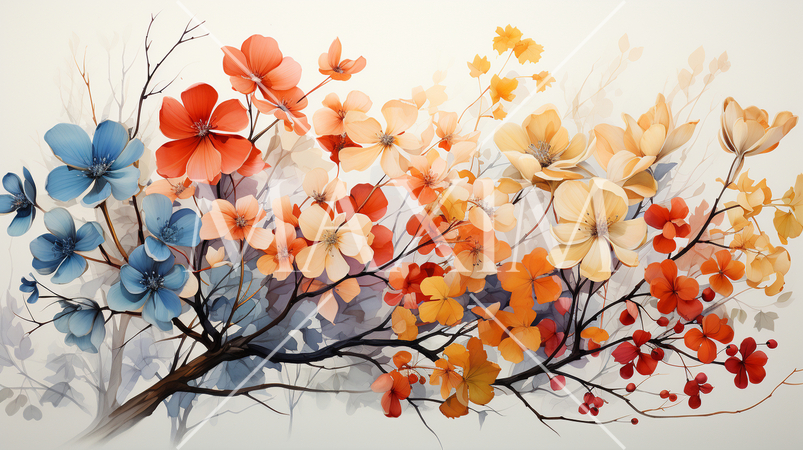 秋の紅葉した草木