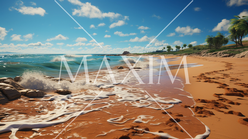 南国の海岸と青い海と青い空