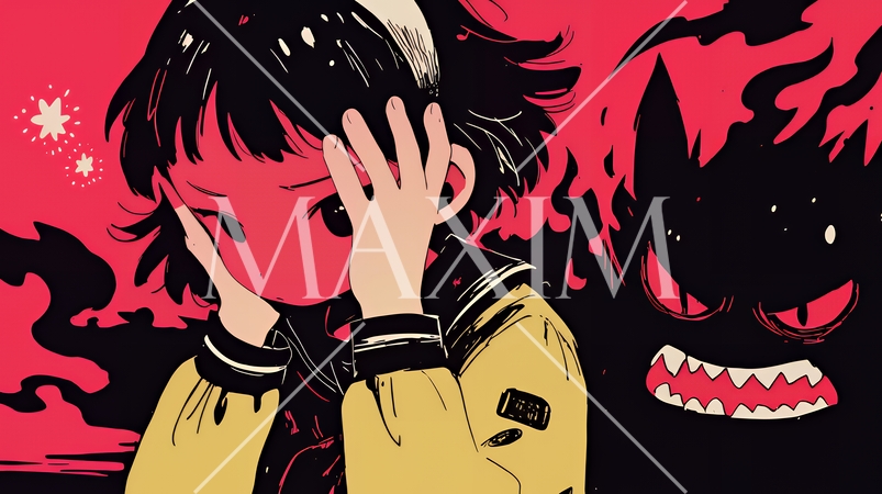 絶望：不安と絶望を感じている少女