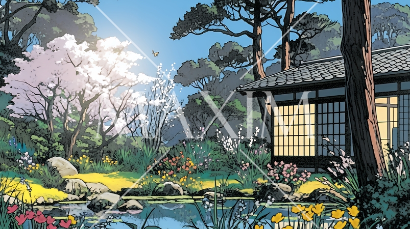 早春の日本庭園