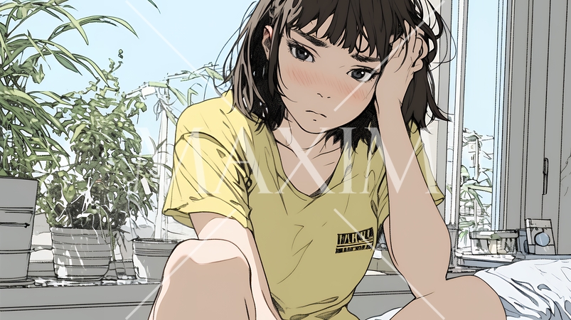 恥ずかしがって顔を赤らめている女性（異性を意識して？）