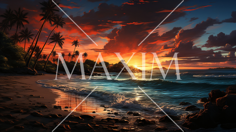 夕暮れ時の南国のビーチ