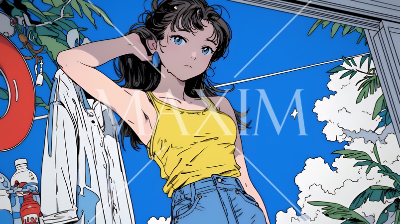 タンクトップを着た健康的な若い女性